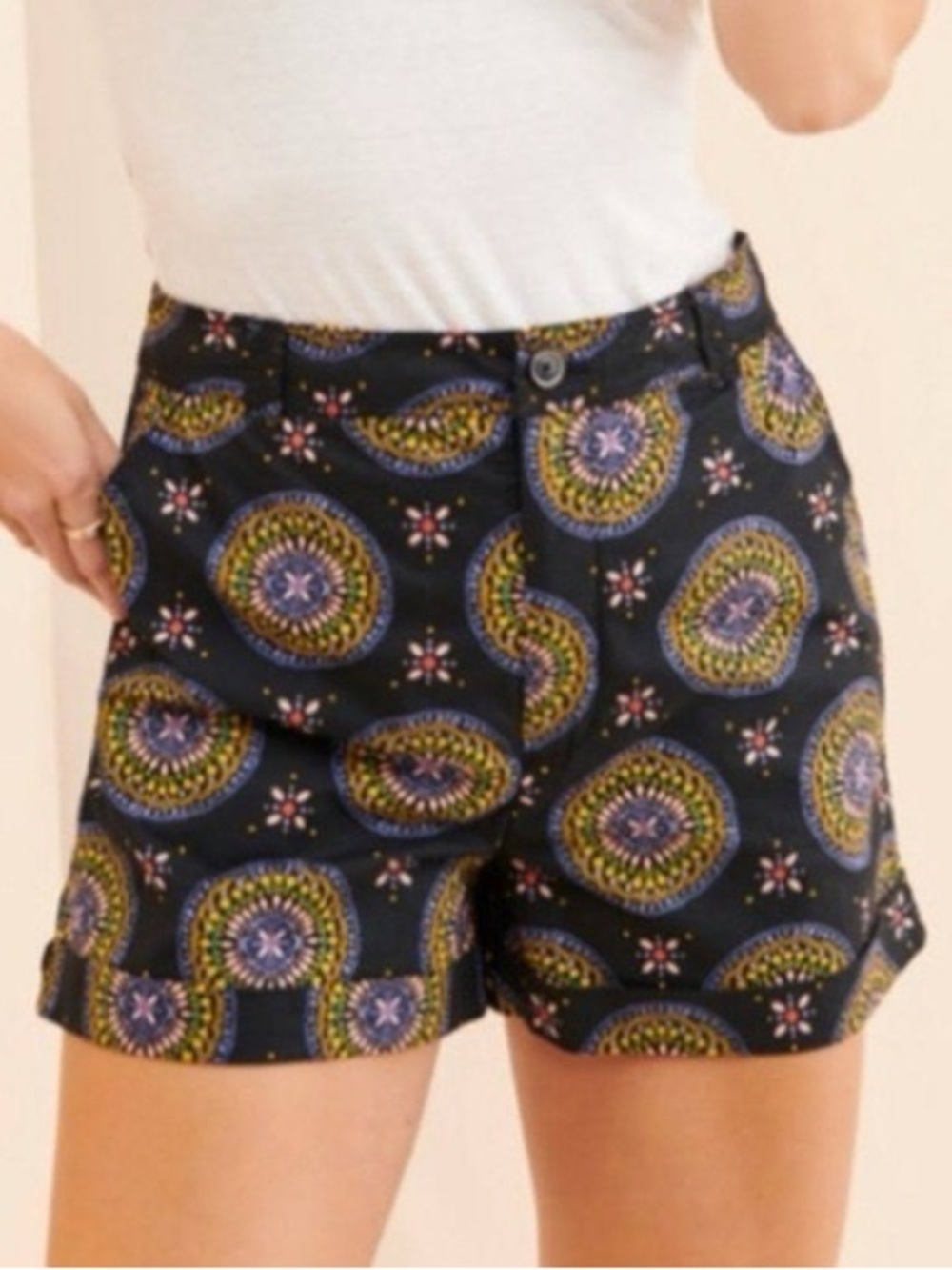 Maeve by Anthropologie Medalian Paisley High Waisted Women's 8 Shorts Bohemian